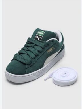 Puma Kids Suede Classic Sneaker - Dark Green/White Size 5